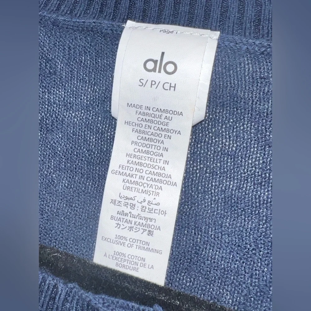 Alo Yoga Supernatural Navy Cropped Sweater Cardigan Small